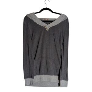 Bebonnie Two-Tone Button Detail Hoodie, Medium